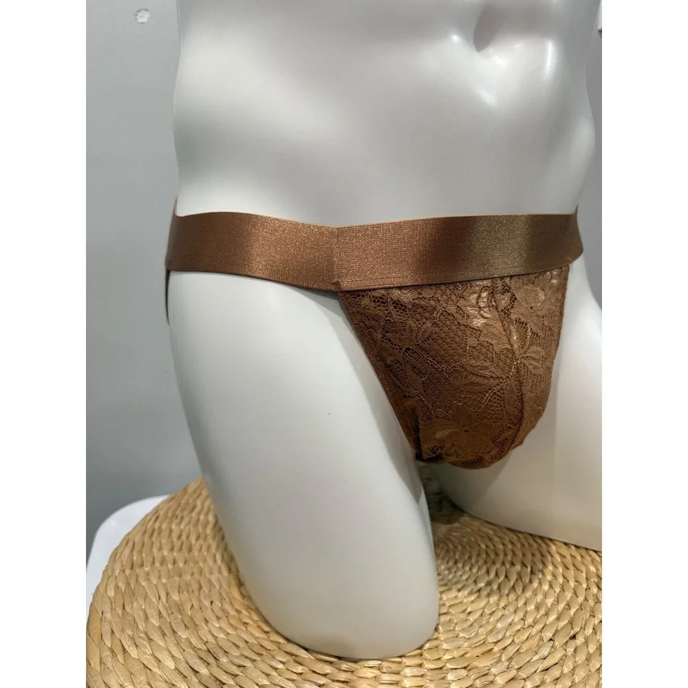 Cosabella Never Say Never Men's Lace Jock Strap Nude TRE NWT Size XL
